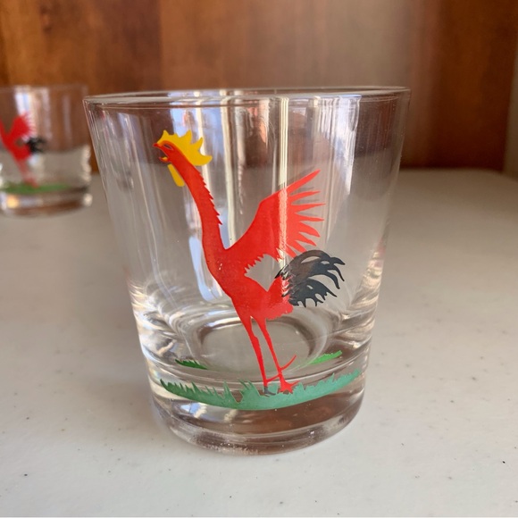 Set of 3 1950’s Federal Glass Red Crowing Rooster Juice Glasses - Picture 2 of 5